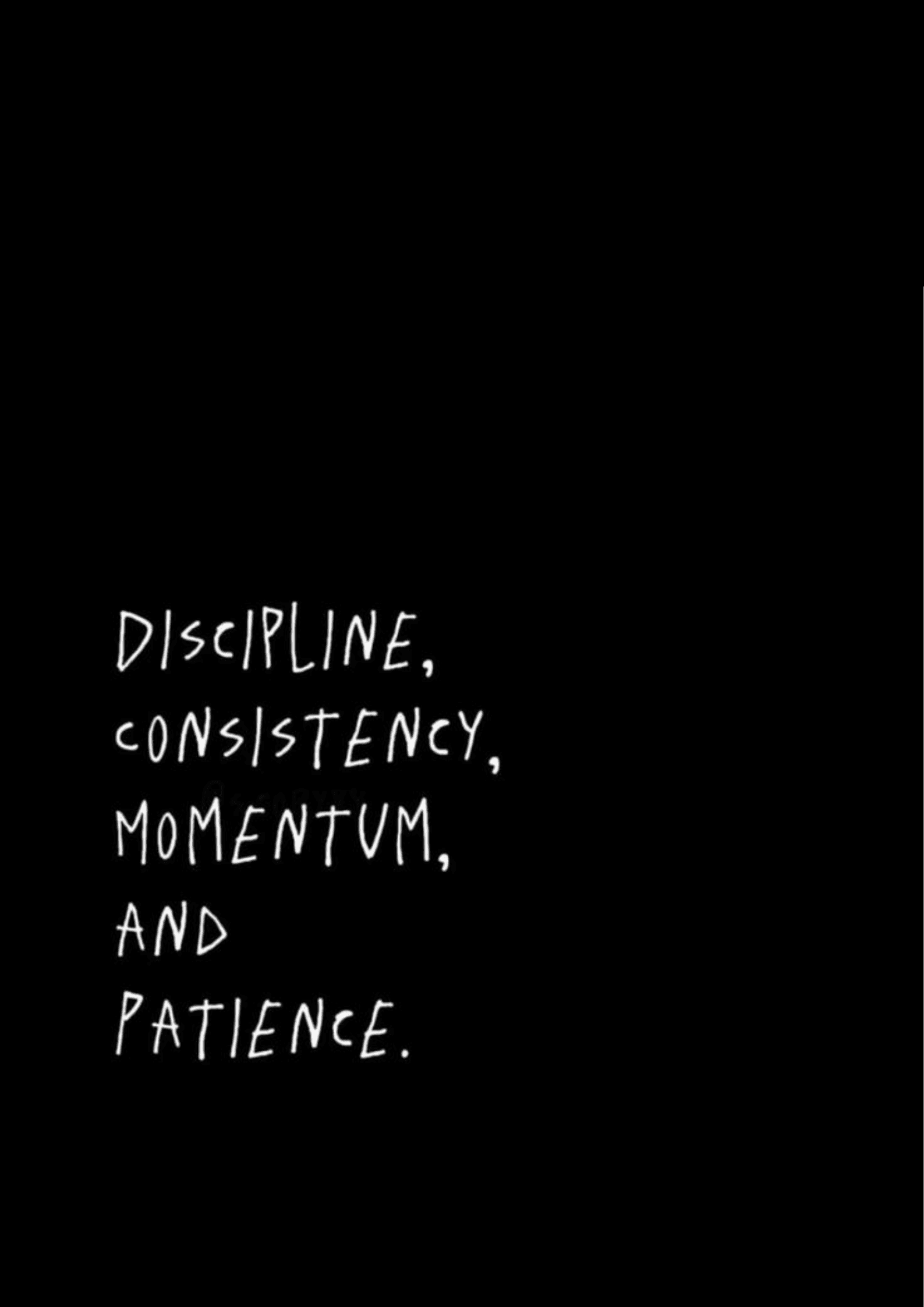 Discipline, consistency, momentum, patience.